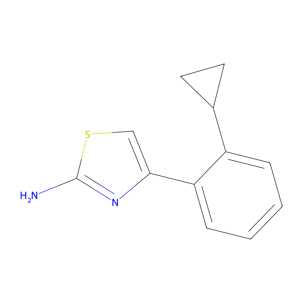 4-(2-Cyclopropylphenyl)-1,3-thiazol-2-amine molecular structure, CAS 2229398-29-0