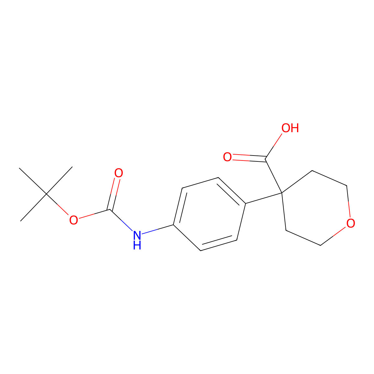 4-(4-{[(Tert-butoxy)carbonyl]amino}phenyl)oxane-4-carboxylicacid molecular structure, CAS 2229401-94-7