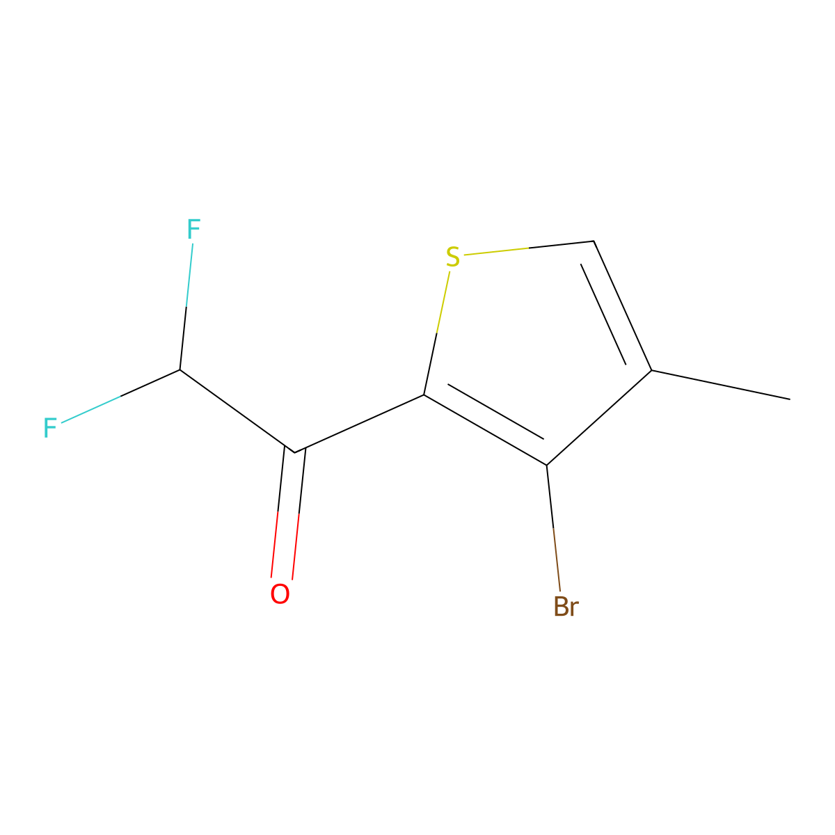 1-(3-Bromo-4-methylthiophen-2-yl)-2,2-difluoroethan-1-one molecular structure, CAS 2229403-72-7