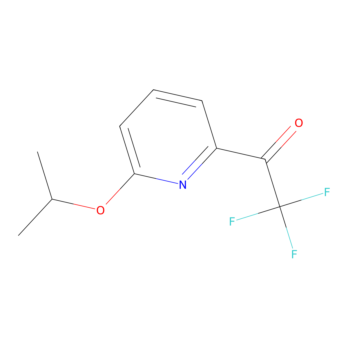 2,2,2-Trifluoro-1-[6-(propan-2-yloxy)pyridin-2-yl]ethan-1-one molecular structure, CAS 2229407-42-3