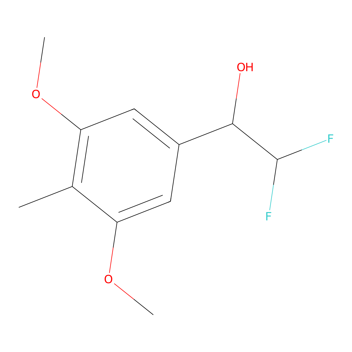 1-(3,5-Dimethoxy-4-methylphenyl)-2,2-difluoroethan-1-ol molecular structure, CAS 2229407-81-0
