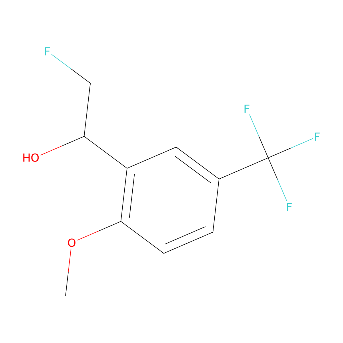 2-Fluoro-1-[2-methoxy-5-(trifluoromethyl)phenyl]ethan-1-ol molecular structure, CAS 2229408-25-5