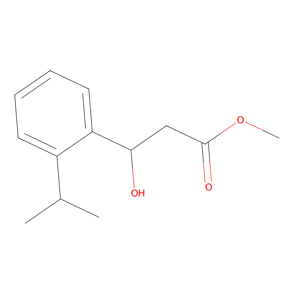 Methyl 3-hydroxy-3-[2-(propan-2-yl)phenyl]propanoate molecular structure, CAS 2229408-63-1
