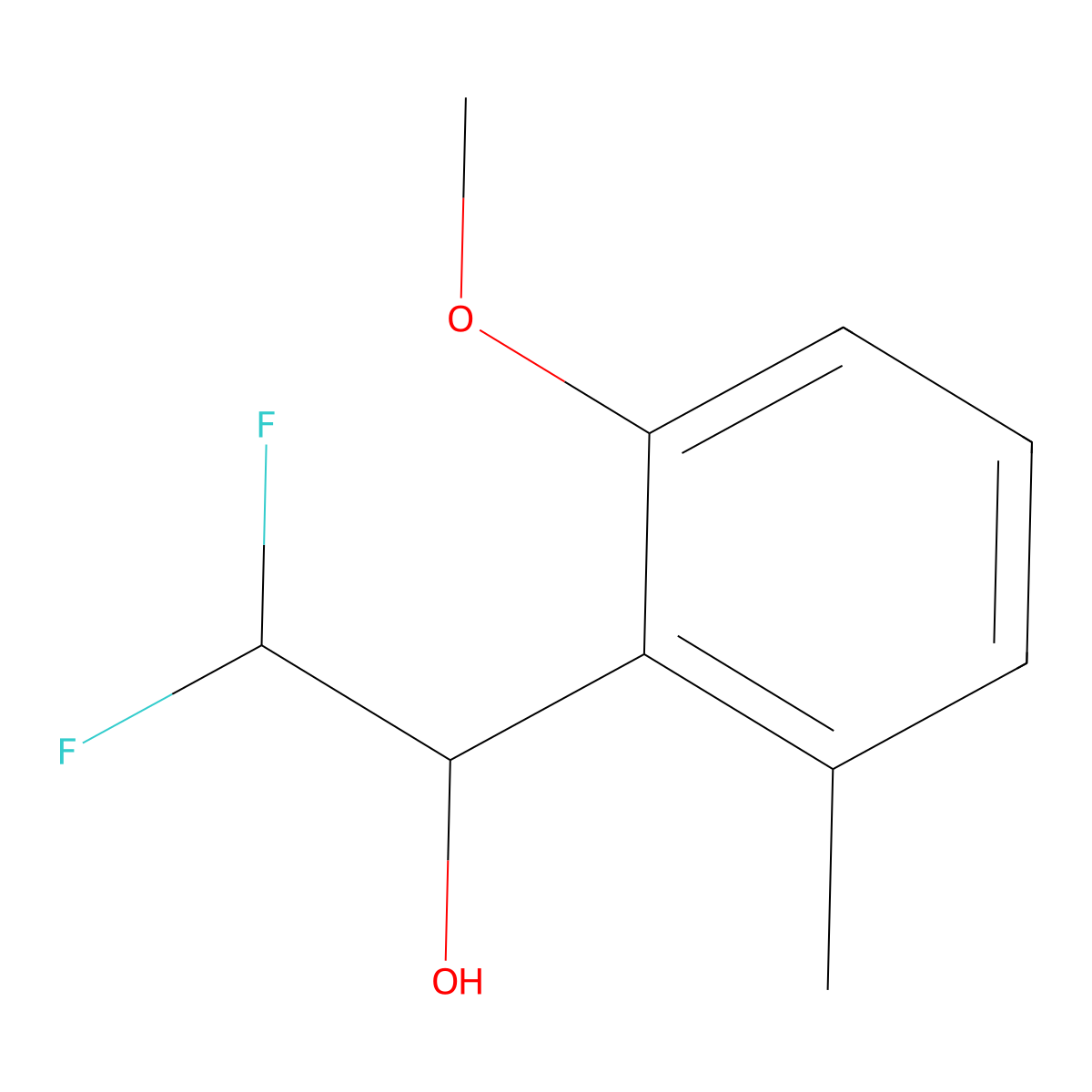 2,2-Difluoro-1-(2-methoxy-6-methylphenyl)ethan-1-ol molecular structure, CAS 2229408-76-6