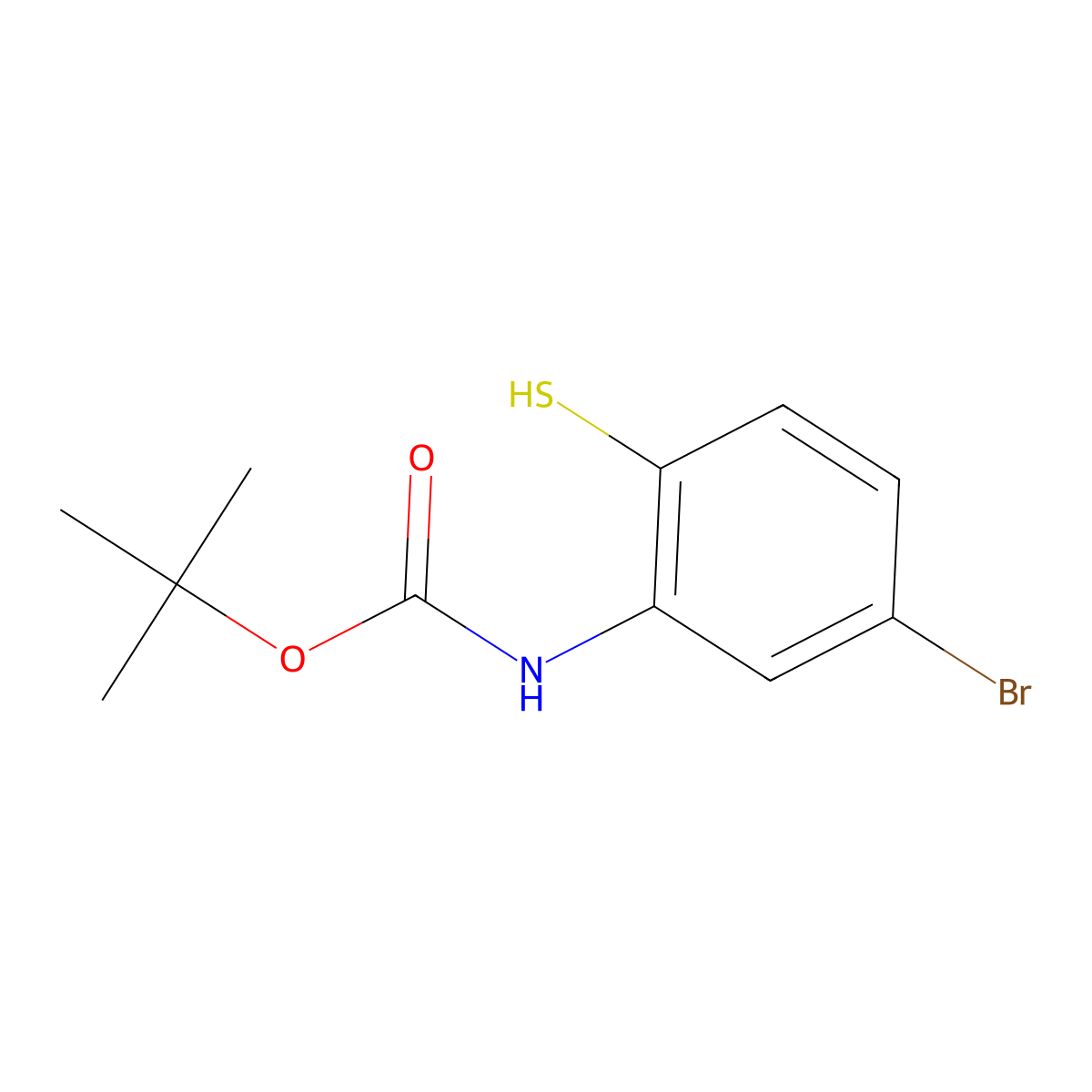 tert-butyl N-(5-bromo-2-sulfanylphenyl)carbamate molecular structure, CAS 2229408-90-4