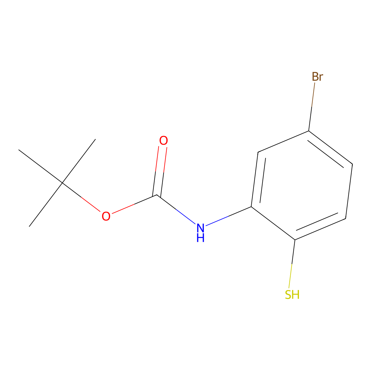 tert-butyl N-(5-bromo-2-sulfanylphenyl)carbamate molecular structure, CAS 2229408-90-4