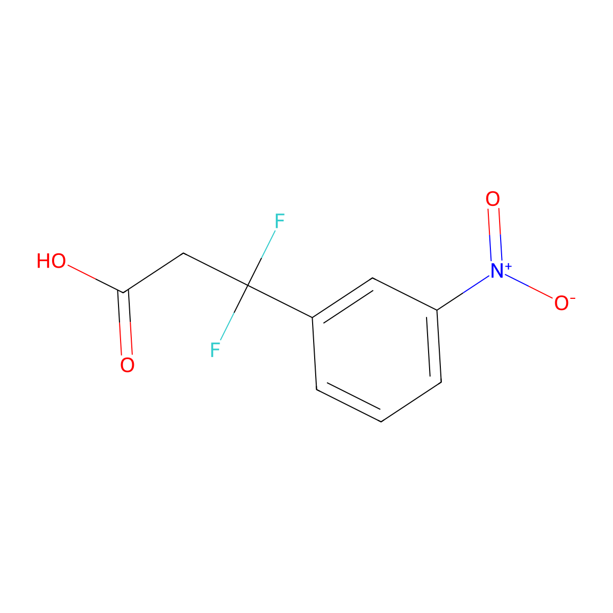 3,3-Difluoro-3-(3-nitrophenyl)propanoic acid molecular structure, CAS 2229409-12-3