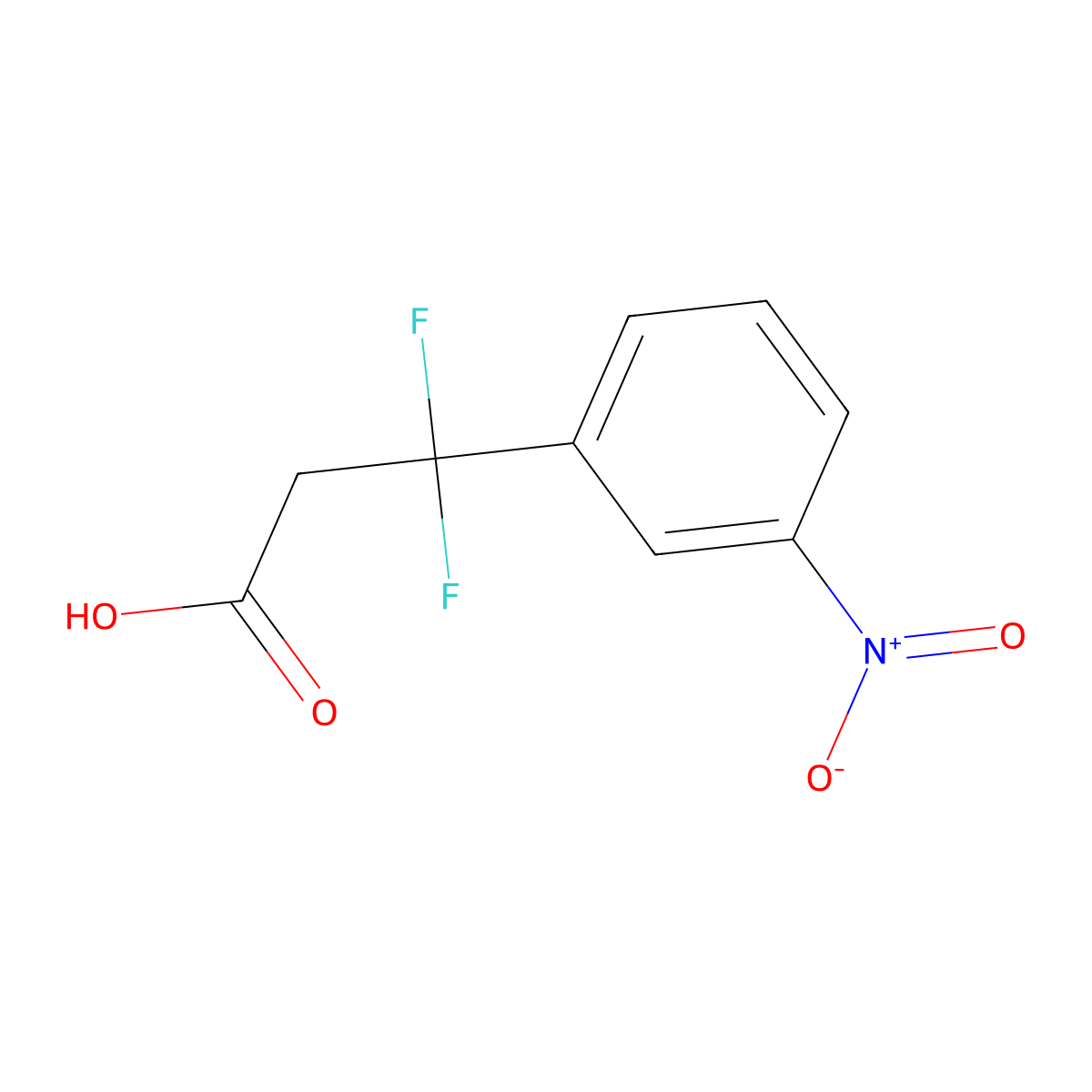 3,3-Difluoro-3-(3-nitrophenyl)propanoic acid molecular structure, CAS 2229409-12-3