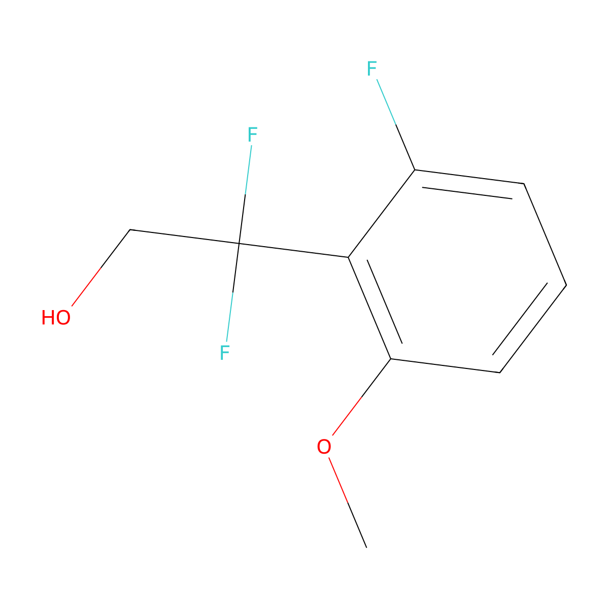 2,2-Difluoro-2-(2-fluoro-6-methoxyphenyl)ethan-1-ol molecular structure, CAS 2229409-40-7
