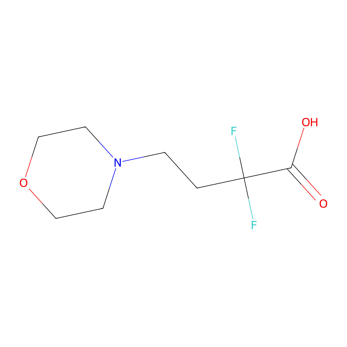 2,2-Difluoro-4-(morpholin-4-yl)butanoic acid molecular structure, CAS 2229409-48-5