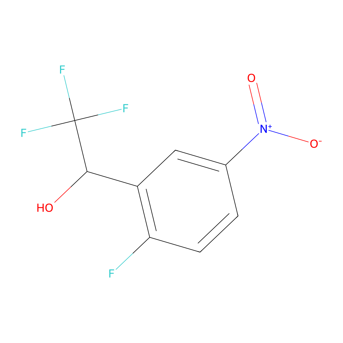 2,2,2-Trifluoro-1-(2-fluoro-5-nitrophenyl)ethan-1-ol molecular structure, CAS 2229409-70-3
