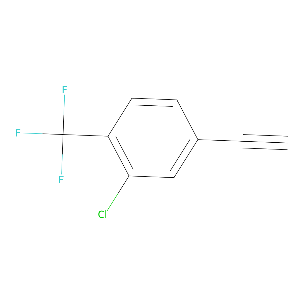 2-Chloro-4-ethynyl-1-(trifluoromethyl)benzene molecular structure, CAS 2229409-91-8