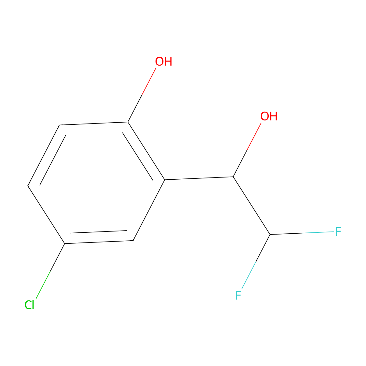 4-Chloro-2-(2,2-difluoro-1-hydroxyethyl)phenol molecular structure, CAS 2229411-02-1