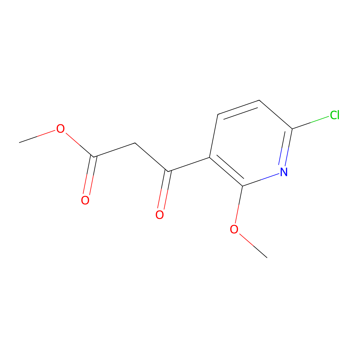 Methyl 3-(6-chloro-2-methoxypyridin-3-yl)-3-oxopropanoate molecular structure, CAS 2229411-15-6