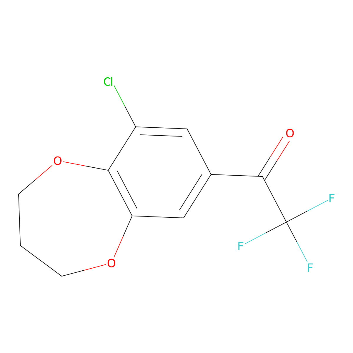 1-(9-chloro-3,4-dihydro-2H-1,5-benzodioxepin-7-yl)-2,2,2-trifluoroethan-1-one molecular structure, CAS 2229411-39-4