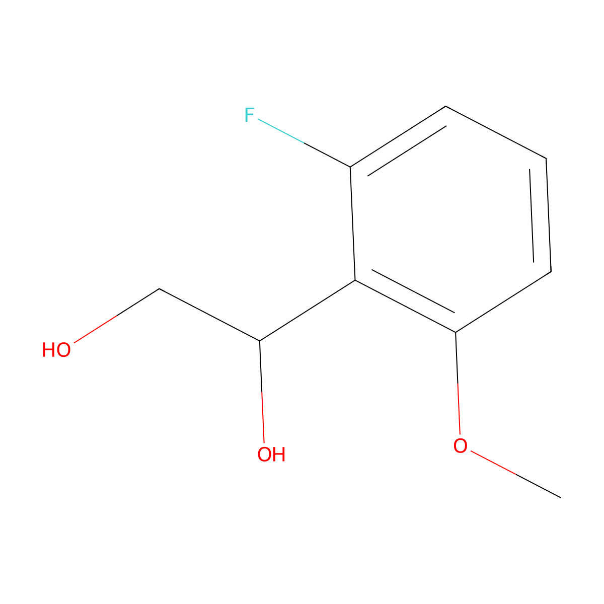 1-(2-Fluoro-6-methoxyphenyl)ethane-1,2-diol molecular structure, CAS 2229411-73-6