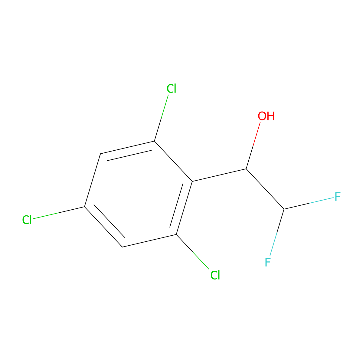 2,2-Difluoro-1-(2,4,6-trichlorophenyl)ethan-1-ol molecular structure, CAS 2229414-57-5