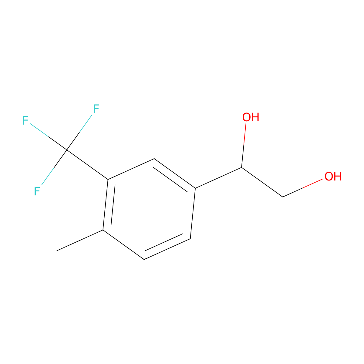 1-[4-Methyl-3-(trifluoromethyl)phenyl]ethane-1,2-diol molecular structure, CAS 2229415-13-6