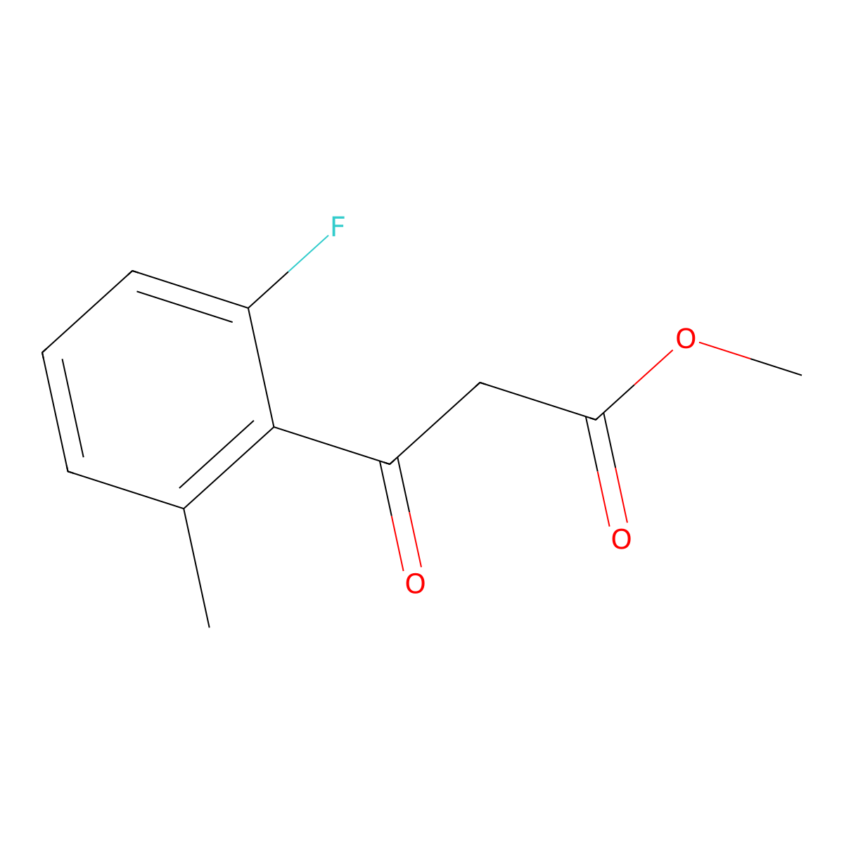Methyl 3-(2-fluoro-6-methylphenyl)-3-oxopropanoate molecular structure, CAS 2229415-86-3