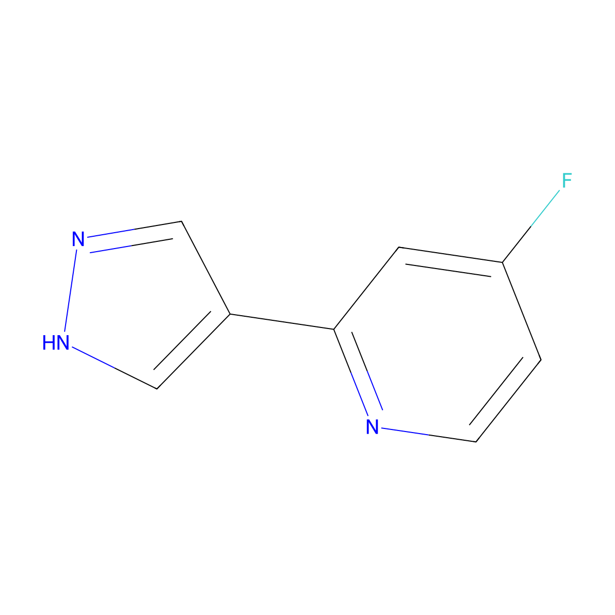 4-fluoro-2-(1H-pyrazol-4-yl)pyridine molecular structure, CAS 2229417-47-2