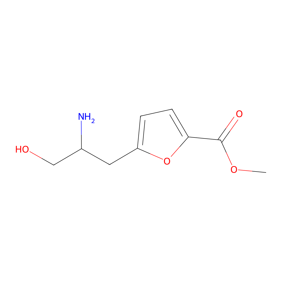 Methyl 5-(2-amino-3-hydroxypropyl)furan-2-carboxylate molecular structure, CAS 2229417-78-9