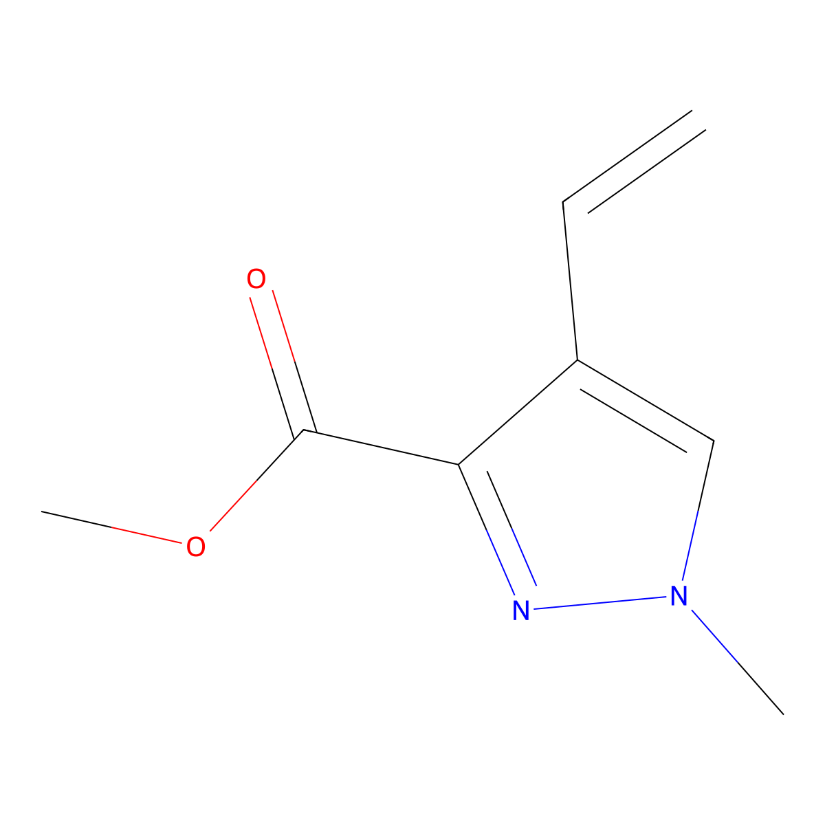methyl 4-ethenyl-1-methyl-1H-pyrazole-3-carboxylate molecular structure, CAS 2229418-08-8
