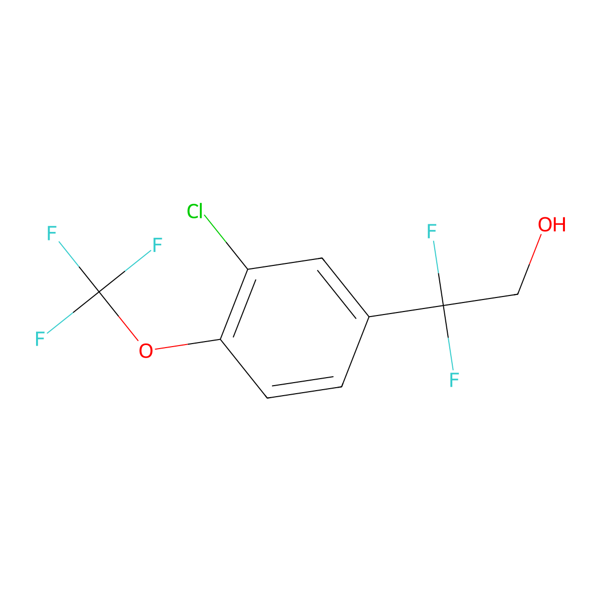2-[3-Chloro-4-(trifluoromethoxy)phenyl]-2,2-difluoroethan-1-ol molecular structure, CAS 2229418-42-0