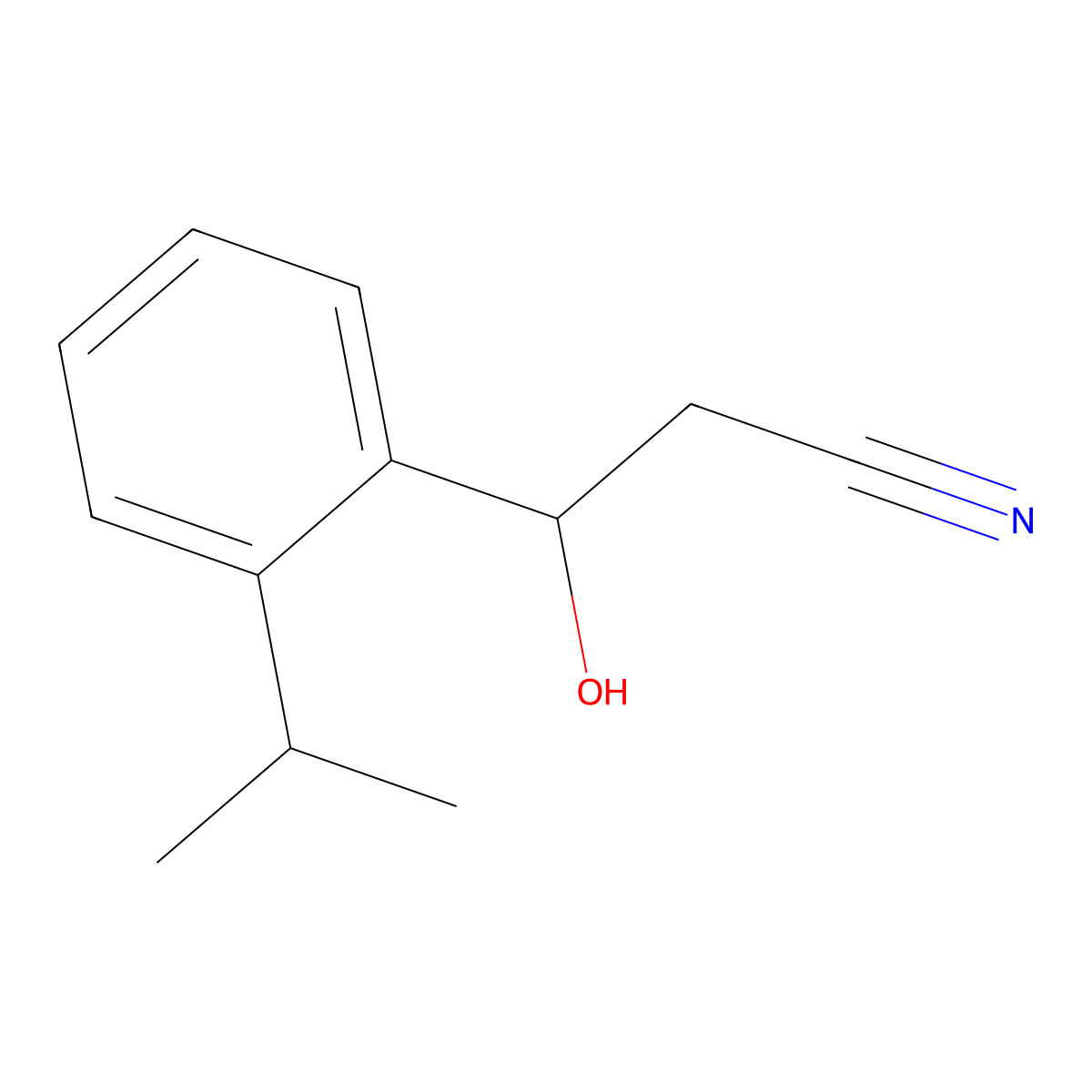 3-Hydroxy-3-[2-(propan-2-yl)phenyl]propanenitrile molecular structure, CAS 2229419-42-3