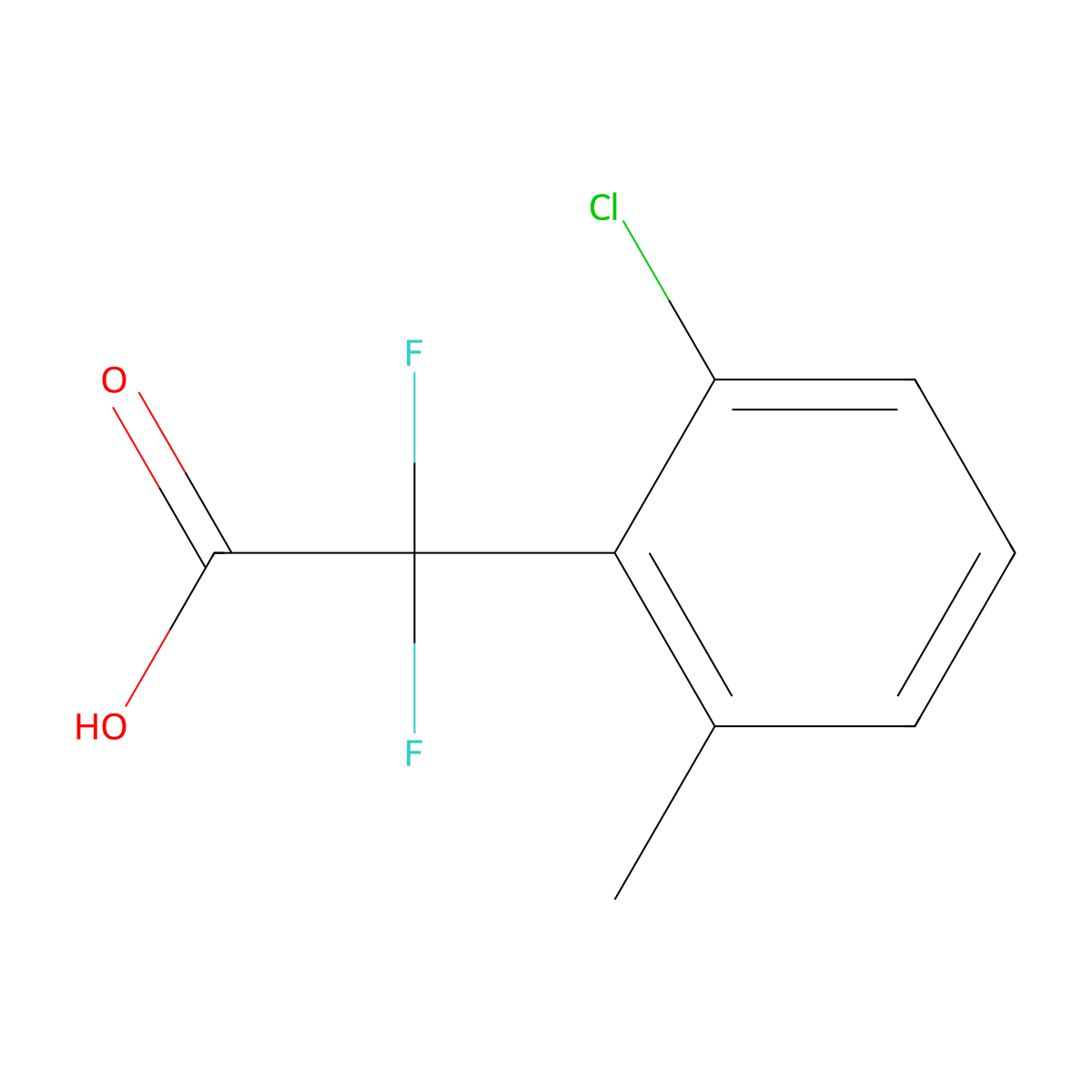 2-(2-Chloro-6-methylphenyl)-2,2-difluoroacetic acid molecular structure, CAS 2229420-03-3
