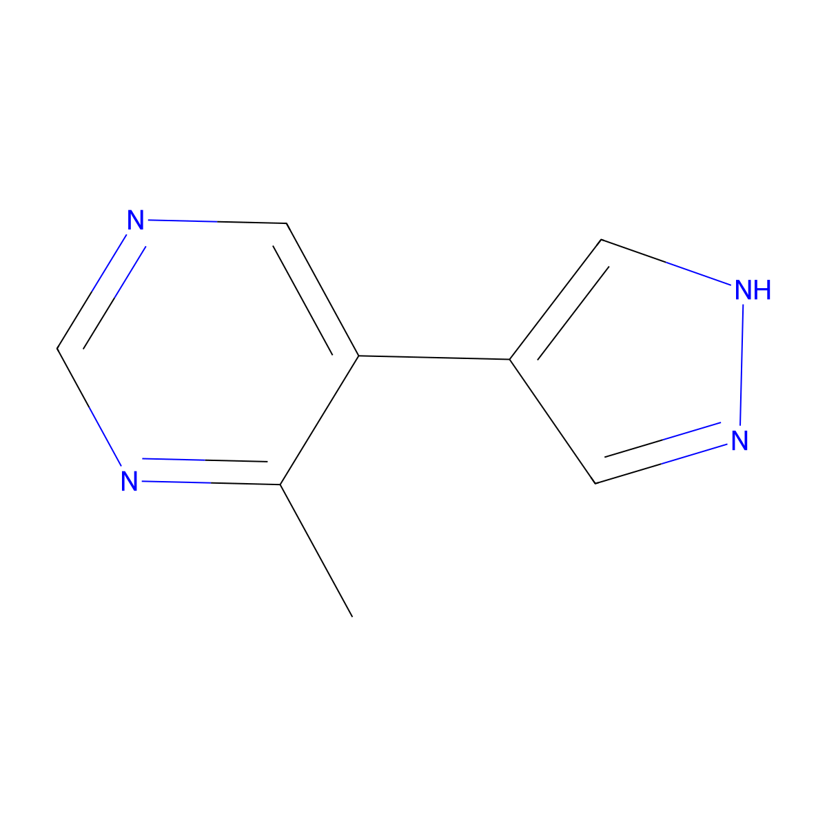 4-methyl-5-(1H-pyrazol-4-yl)pyrimidine molecular structure, CAS 2229421-19-4