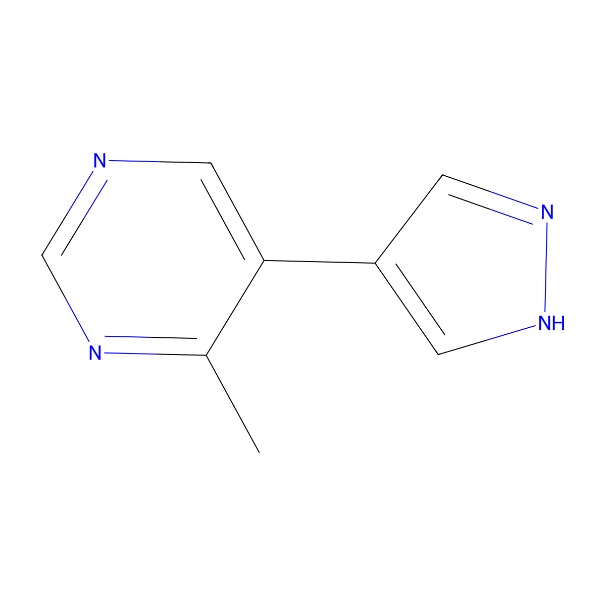 4-methyl-5-(1H-pyrazol-4-yl)pyrimidine molecular structure, CAS 2229421-19-4