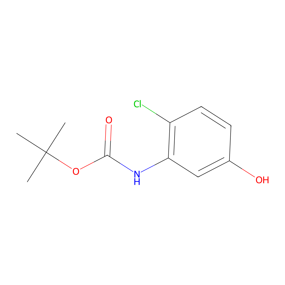 tert-Butyl (2-chloro-5-hydroxyphenyl)carbamate molecular structure, CAS 2229421-22-9