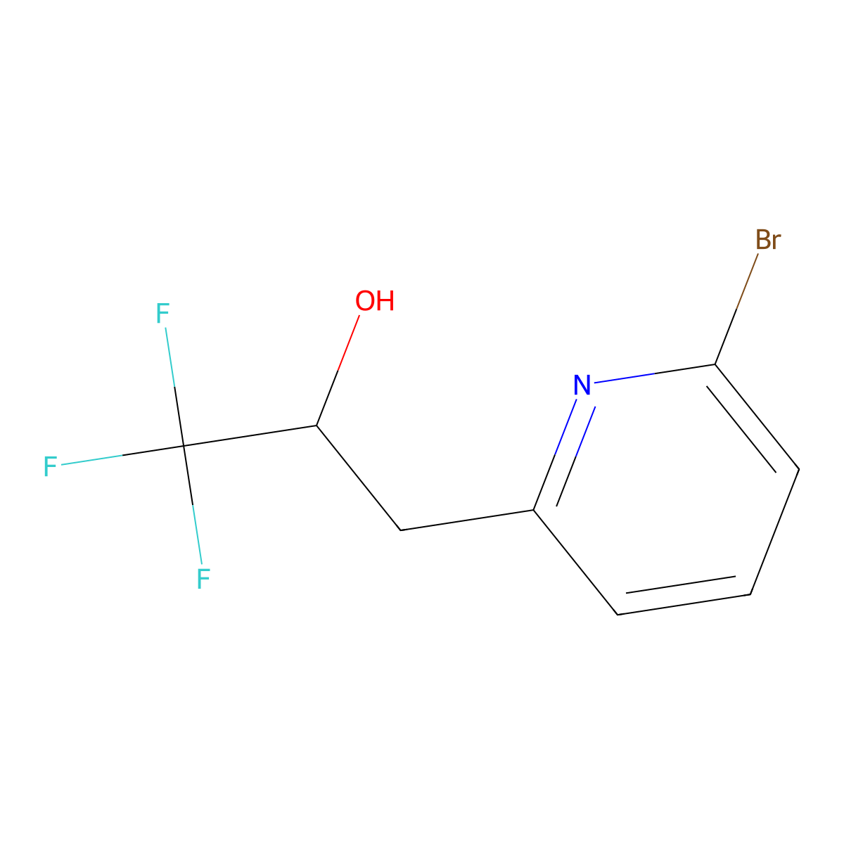 3-(6-Bromopyridin-2-yl)-1,1,1-trifluoropropan-2-ol molecular structure, CAS 2229423-29-2