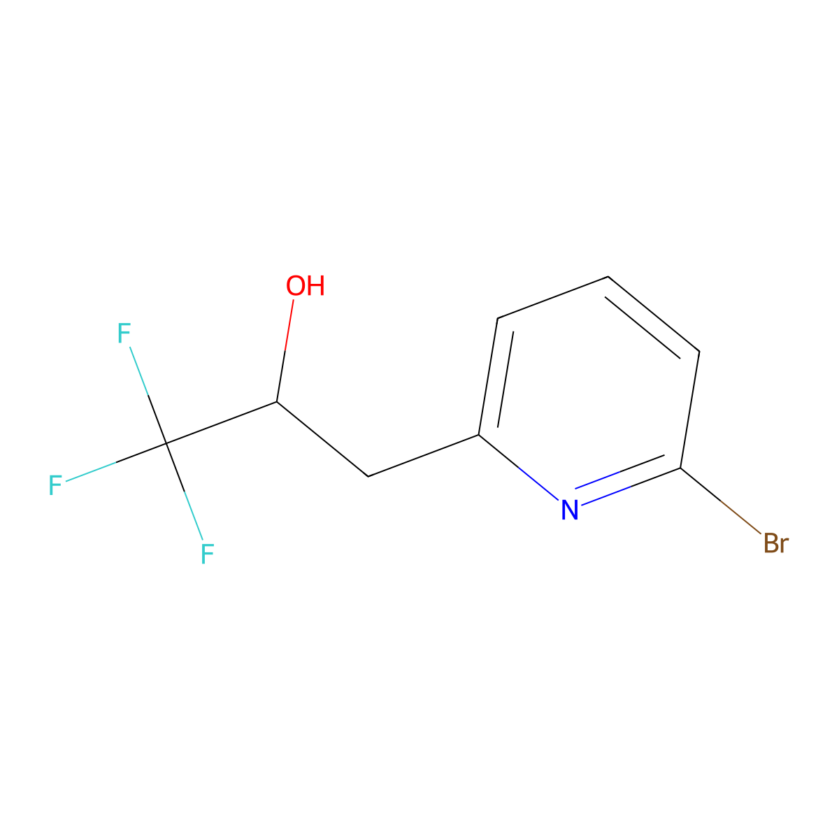 3-(6-Bromopyridin-2-yl)-1,1,1-trifluoropropan-2-ol molecular structure, CAS 2229423-29-2