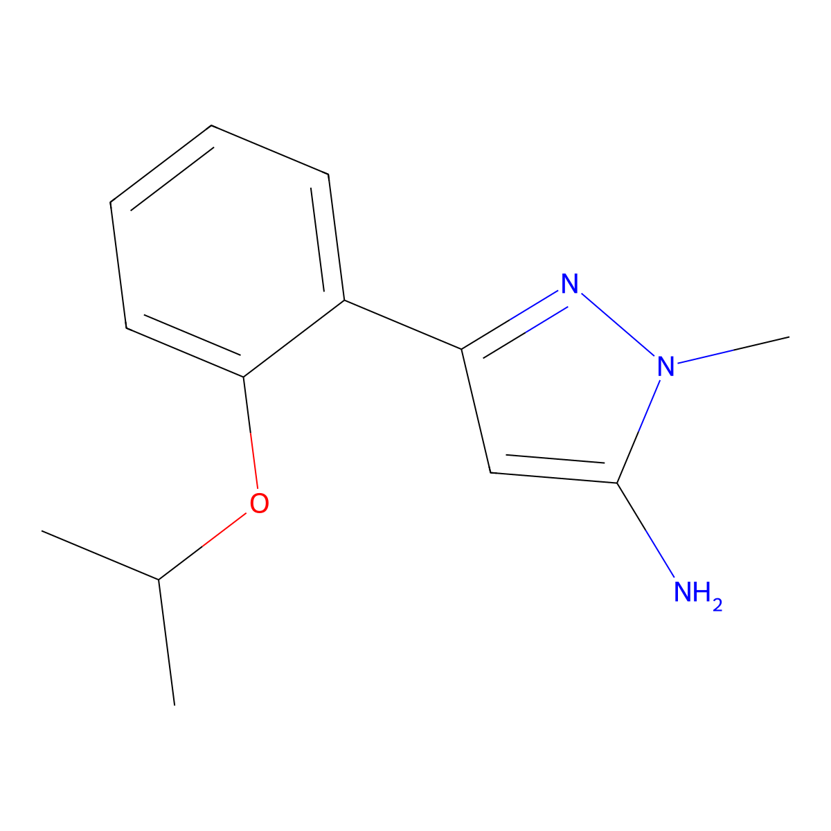 1-methyl-3-[2-(propan-2-yloxy)phenyl]-1H-pyrazol-5-amine molecular structure, CAS 2229424-02-4