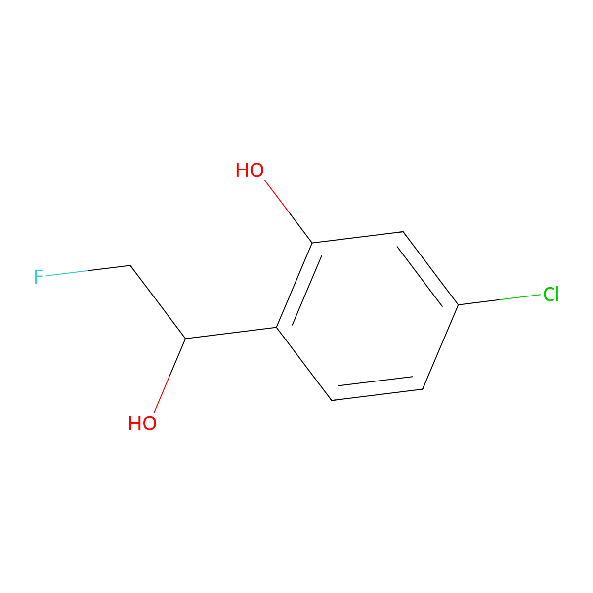5-Chloro-2-(2-fluoro-1-hydroxyethyl)phenol molecular structure, CAS 2229425-24-3