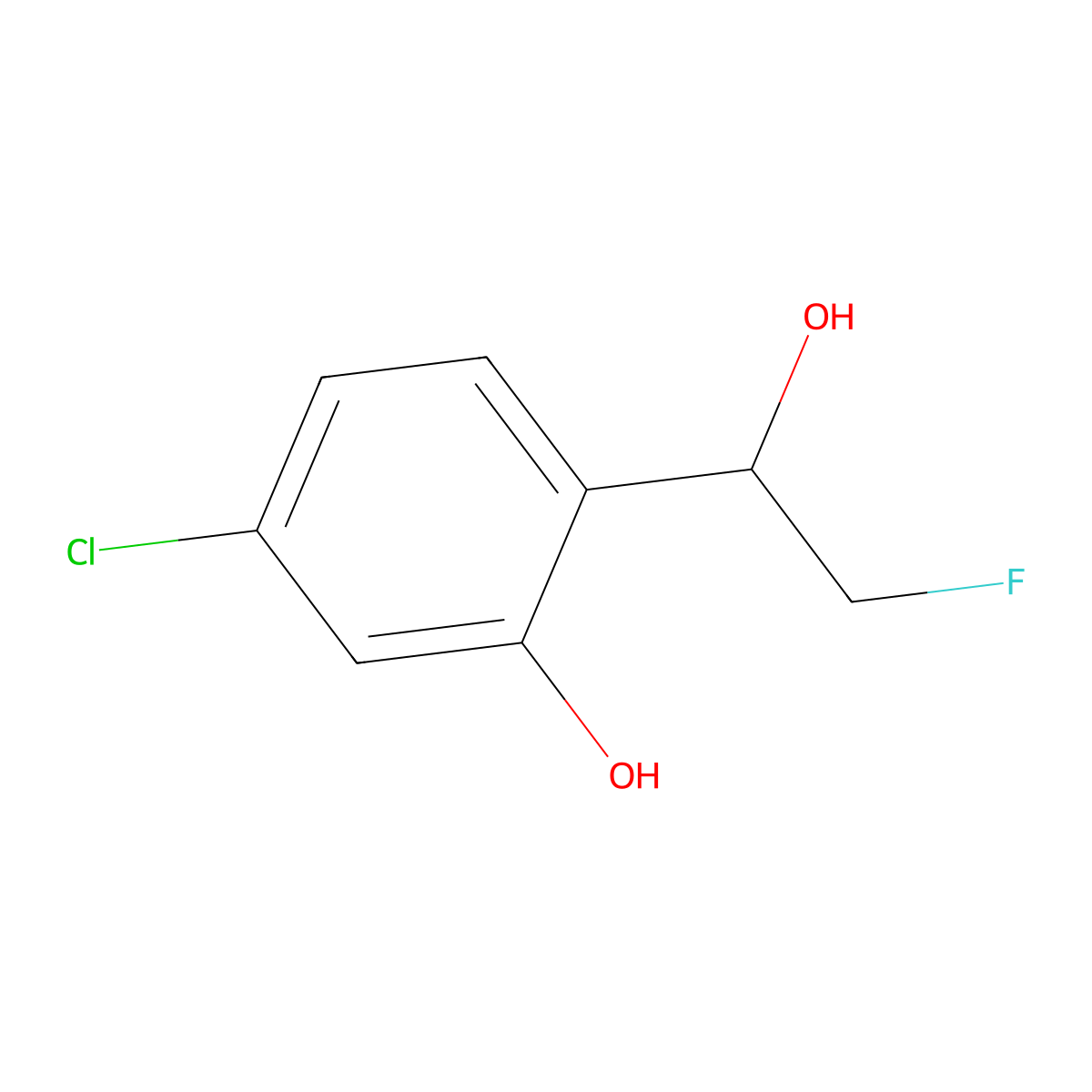 5-Chloro-2-(2-fluoro-1-hydroxyethyl)phenol molecular structure, CAS 2229425-24-3