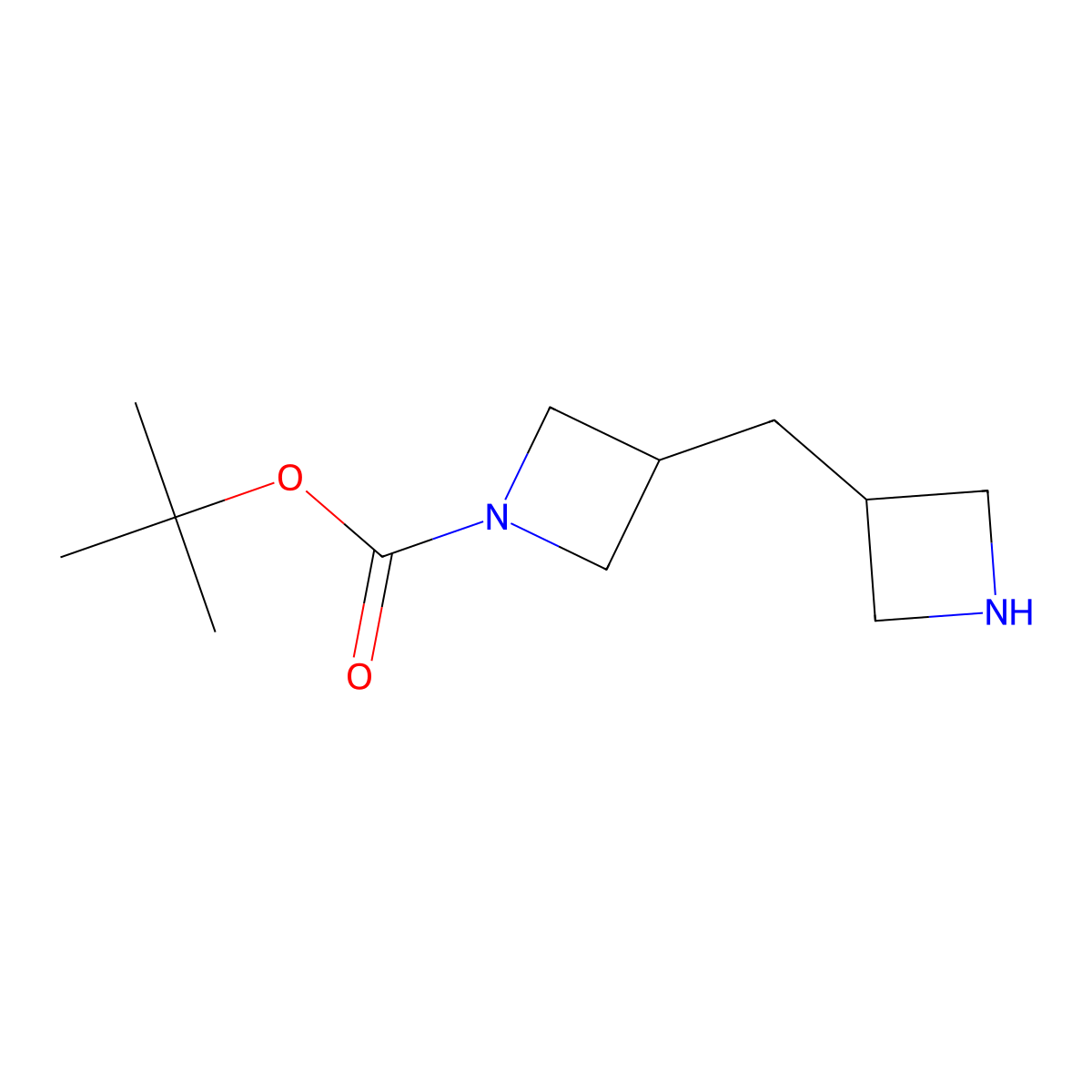 Tert-butyl 3-[(azetidin-3-yl)methyl]azetidine-1-carboxylate molecular structure, CAS 2229426-11-1
