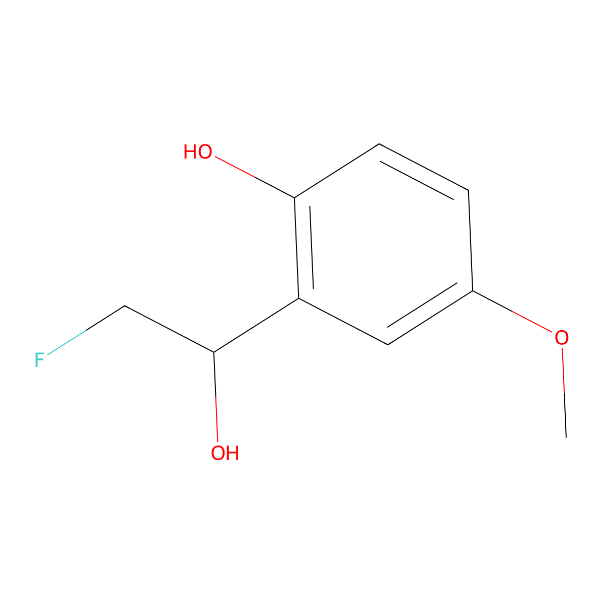 2-(2-Fluoro-1-hydroxyethyl)-4-methoxyphenol molecular structure, CAS 2229426-19-9