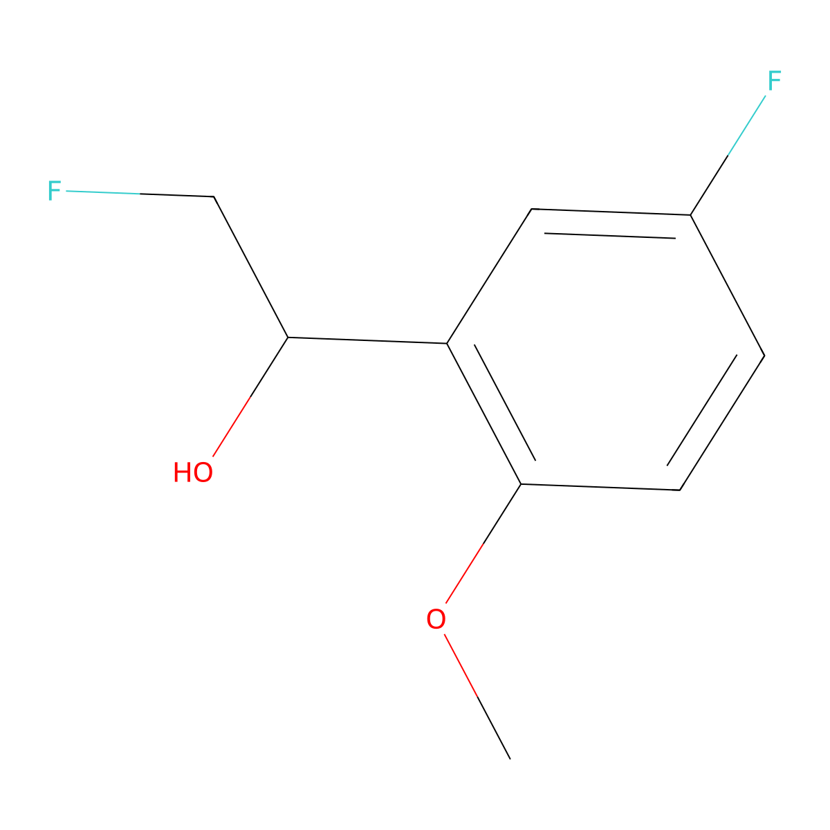 2-Fluoro-1-(5-fluoro-2-methoxyphenyl)ethan-1-ol molecular structure, CAS 2229427-96-5