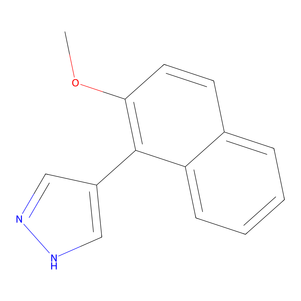 4-(2-methoxynaphthalen-1-yl)-1H-pyrazole molecular structure, CAS 2229430-26-4