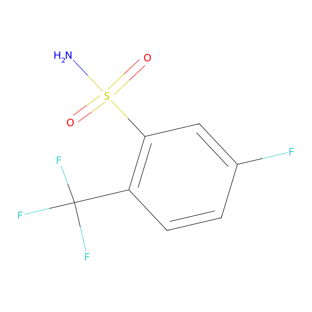 5-Fluoro-2-(trifluoromethyl)benzene-1-sulfonamide molecular structure, CAS 2229433-46-7