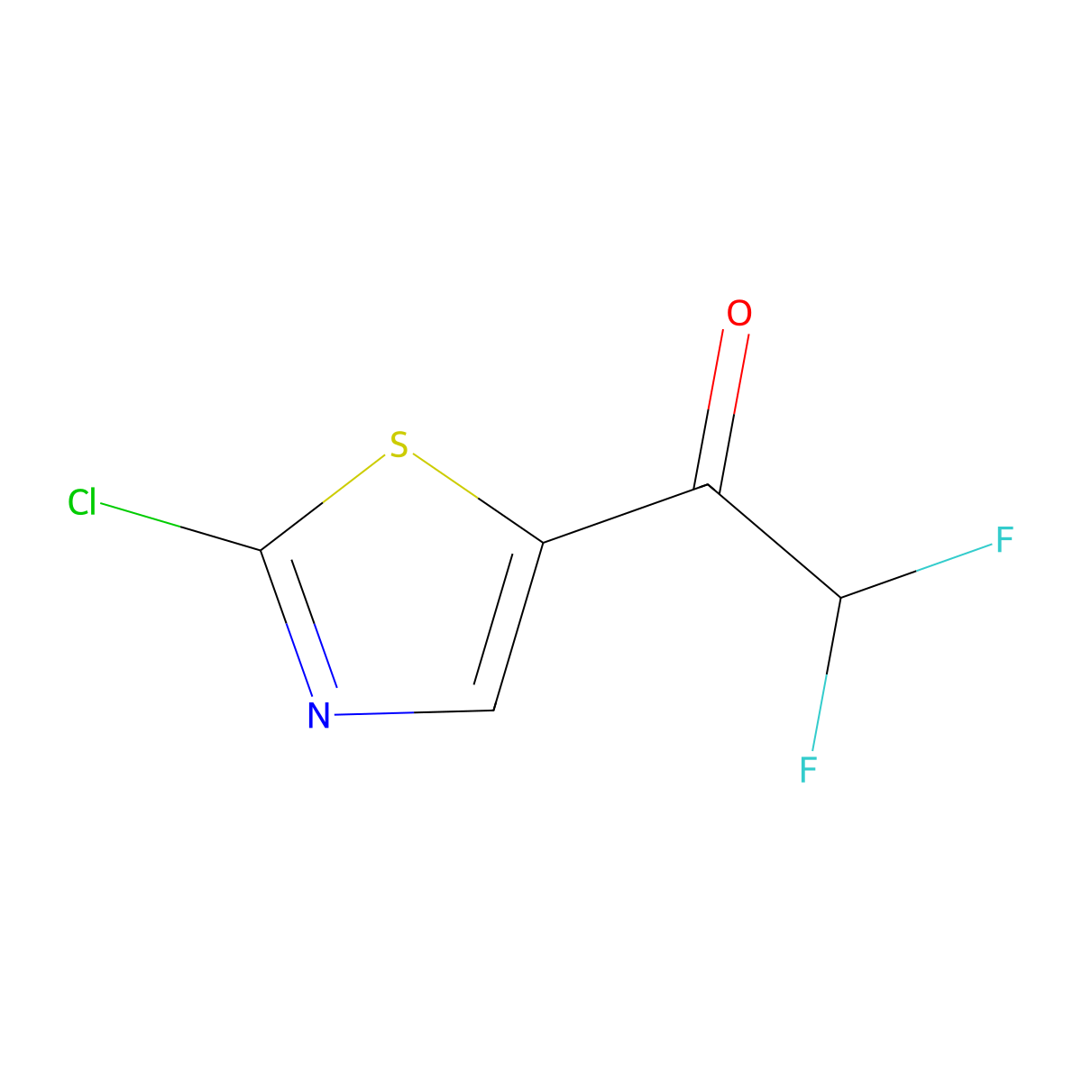 1-(2-Chloro-1,3-thiazol-5-yl)-2,2-difluoroethan-1-one molecular structure, CAS 2229434-70-0