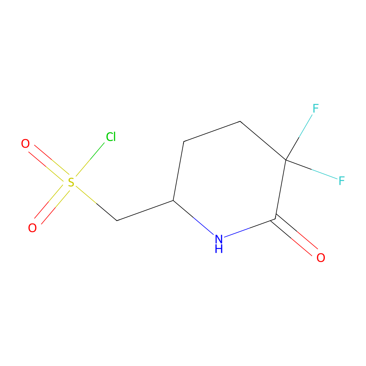 (5,5-Difluoro-6-oxopiperidin-2-yl)methanesulfonyl chloride molecular structure, CAS 2229435-45-2