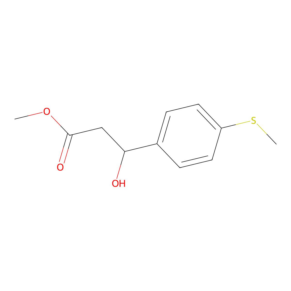 Methyl 3-hydroxy-3-[4-(methylsulfanyl)phenyl]propanoate molecular structure, CAS 2229435-64-5