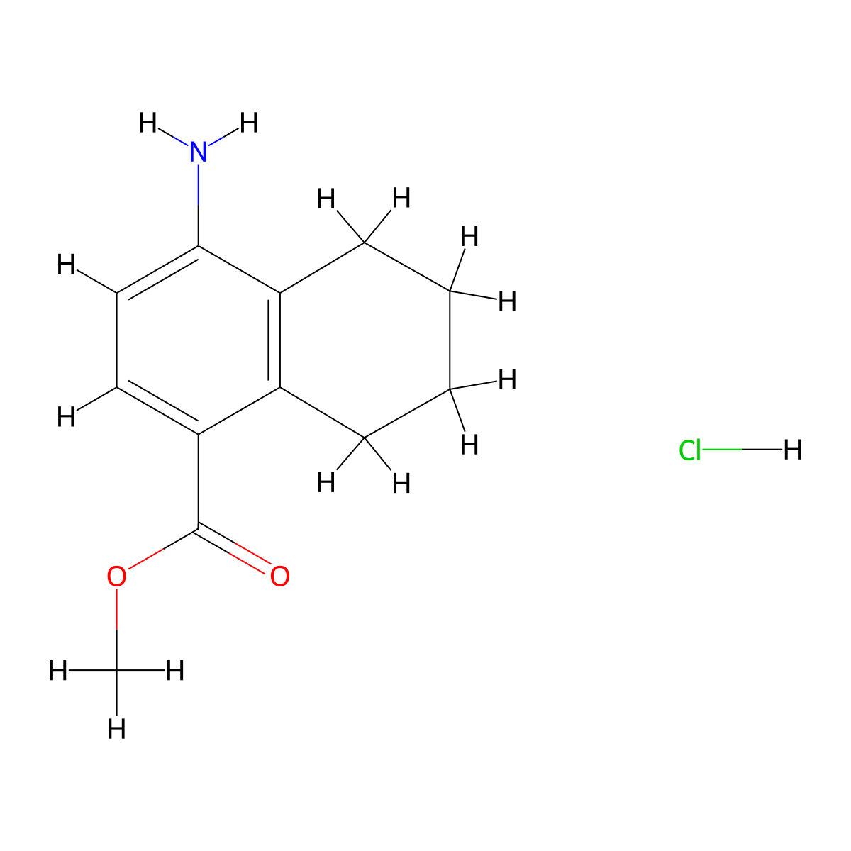 Methyl 4-amino-5,6,7,8-tetrahydronaphthalene-1-carboxylate hydrochloride molecular structure, CAS 2229437-49-2
