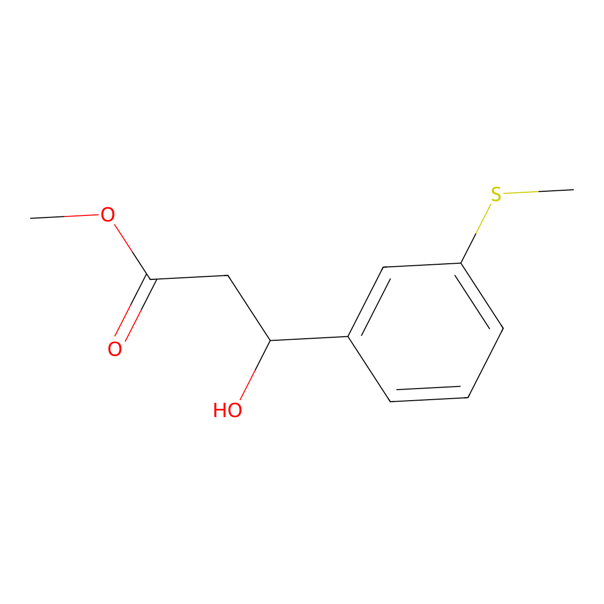 Methyl 3-hydroxy-3-[3-(methylsulfanyl)phenyl]propanoate molecular structure, CAS 2229440-71-3