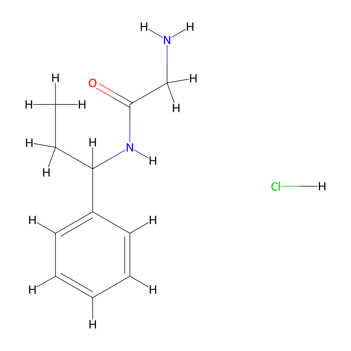 2-amino-N-(1-phenylpropyl)acetamide hydrochloride molecular structure, CAS 2229441-26-1