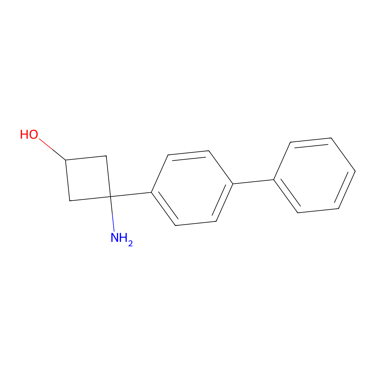 3-Amino-3-(4-phenylphenyl)cyclobutan-1-ol molecular structure, CAS 2229445-03-6