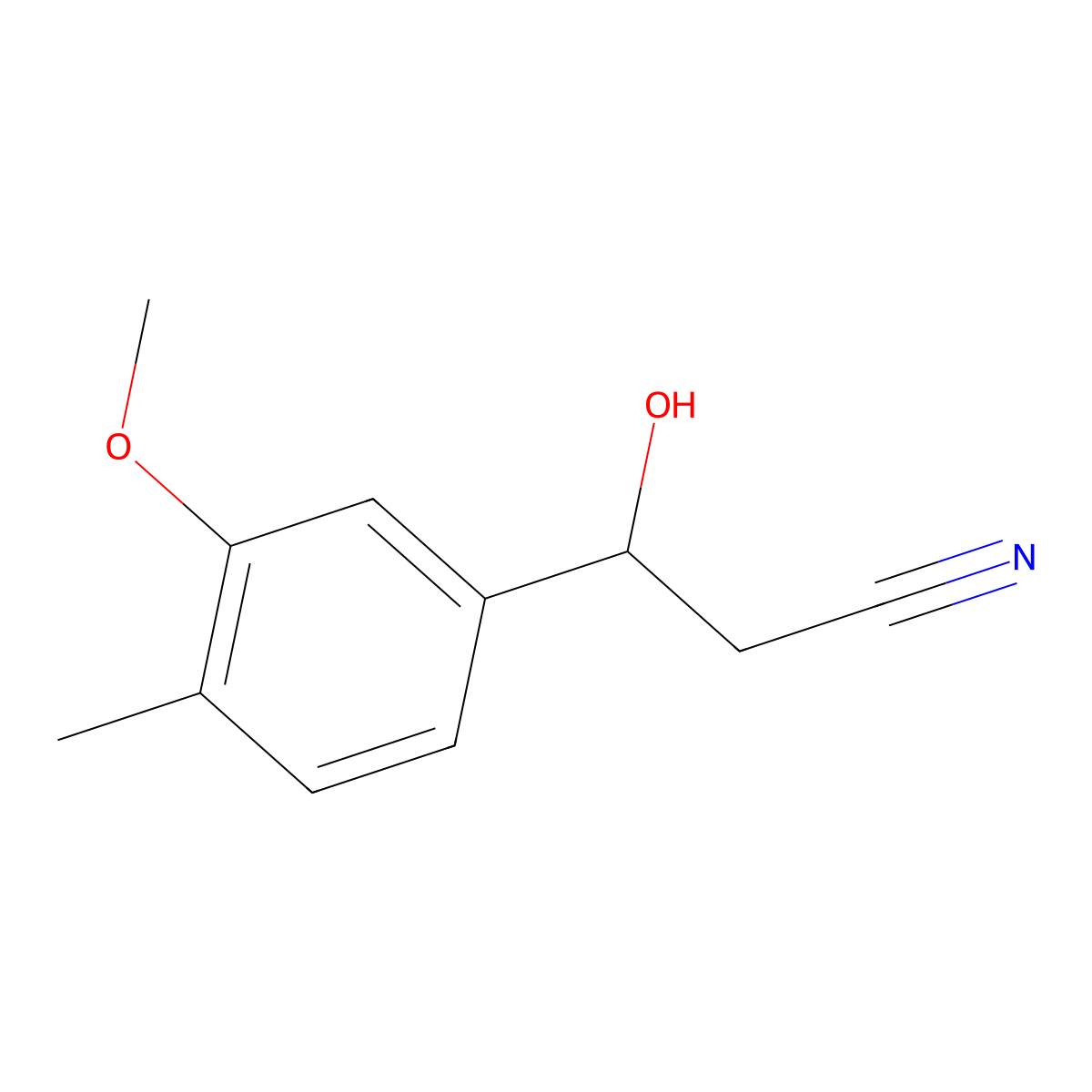 3-Hydroxy-3-(3-methoxy-4-methylphenyl)propanenitrile molecular structure, CAS 2229445-95-6